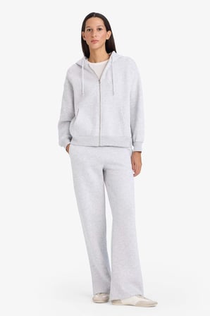 DeFacto Relax Fit Kapüşonlu Basıc Kalın Fermuarlı Sweatshirt C1809AX26SPGR93