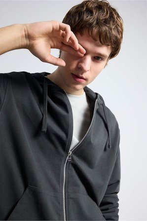 DeFacto RELAX FIT %100 Pamuk Fermuarlı Sweatshirt F9812AX26SPAR221