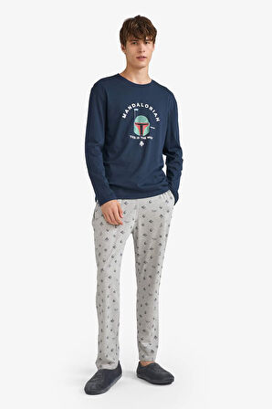 Star Wars-Mandalorian Pijama Takımı Uzun Kollu Üst Uzun Alt