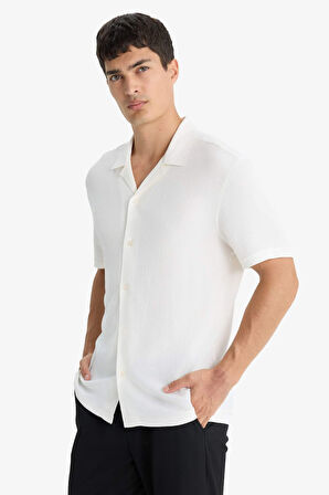 Modern Fit Polo Yaka Penye Kısa Kollu Gömlek