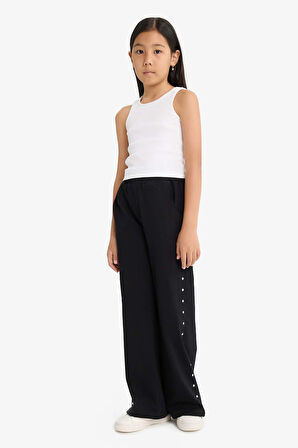 Kız Çocuk Beli Lastikli Wide Leg Geniş Bol Paça Eşofman Altı