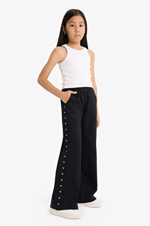 Kız Çocuk Beli Lastikli Wide Leg Geniş Bol Paça Eşofman Altı