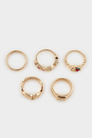 Kadın 5'li Gold Yüzük