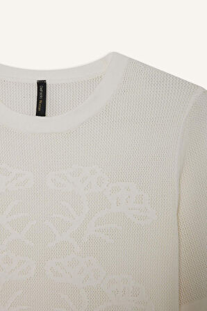 Regular Fit Bisiklet Yaka Ajurlu Kısa Kollu Kazak