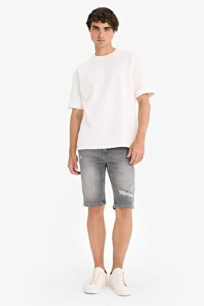 Slim Fit Dar Kesim Jean Bermuda