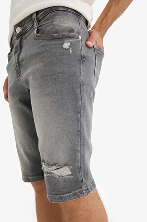 Slim Fit Dar Kesim Jean Bermuda