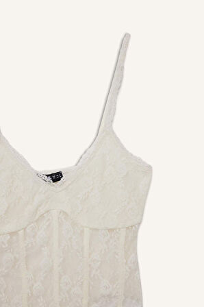 Coool Dantel İnce Askılı Çıtçıtlı Body