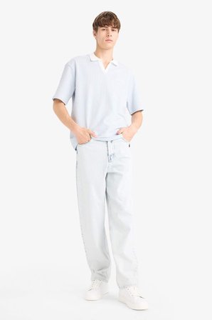 DeFacto Dokulu Boxy Fit Polo Tişört F8351AX25AUBE177