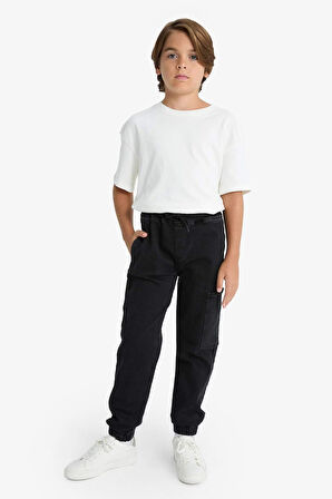 Erkek Çocuk Kargo Jogger Esnek Bantlı Paça Jean Pantolon