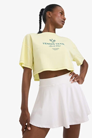 DeFactoFit Oversize Geniş Kalıp Bisiklet Yaka Sporcu Kısa Kollu Tişört E3597AX25SMYL75