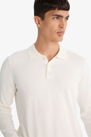 DeFacto Standart Fit Polo Yaka Premium Düğmeli Triko Kazak D0454AX25AUER140