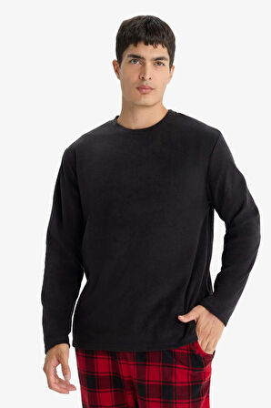 Pijama Takımı Regular Fit Polar Uzun Kollu Üst Ekose Desenli Uzun Alt