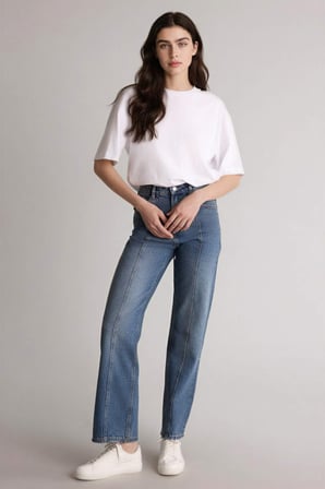 DeFacto 90's Wıde Leg Yüksek Bel Düz Paça Uzun Jean Kar Yıkamalı Pantolon G4925AX26SMNM28
