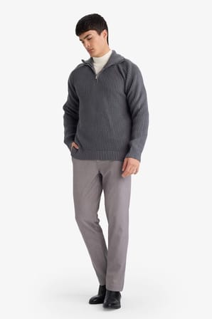DeFacto Standart Fit Yarım Fermuarlı Triko Kazak G6478AX25WNGR314
