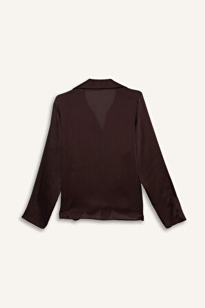 Regular Fit Saten Uzun Kollu Gömlek