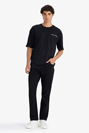 Boxy Fit Bisiklet Yaka Sırt Baskılı Kısa Kollu Tişört