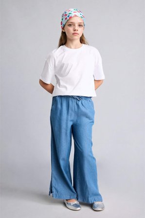 DeFacto Culotte Geniş Paça Orta Mavi Jean Pantolon Kız Çocuk G0252A826SMNM28