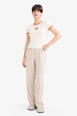 Regular Fit Uzun Kareli Pijama Altı-Fall in Love