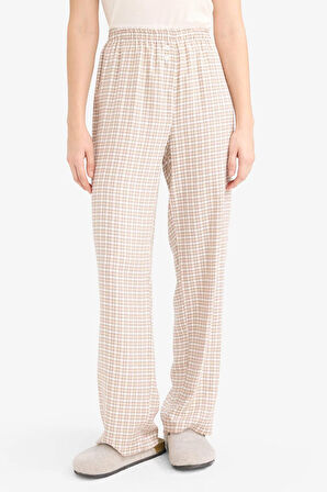 Regular Fit Uzun Kareli Pijama Altı-Fall in Love