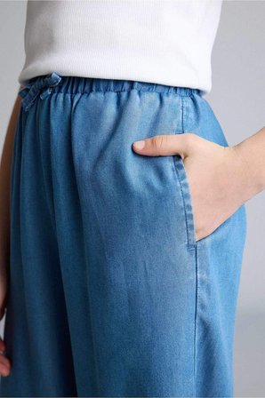 Wıde Leg Geniş Paça Jean Pantolon Kız Çocuk