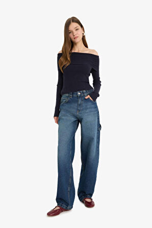 Coool Slim Fit Dar Kesim Açık Omuz Triko Kazak