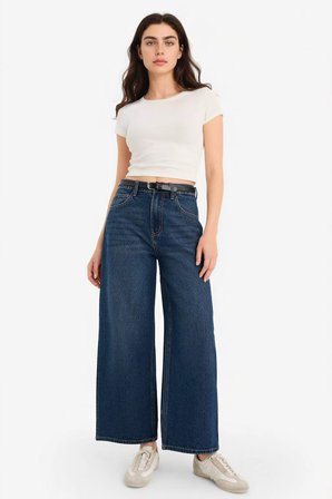 DeFacto Culotte Yüksek Bel Jean Kar Yıkamalı Pantolon G4935AX26SMNM28