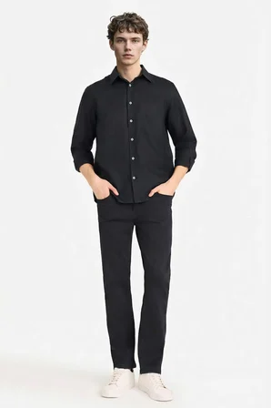 DeFacto %100 Keten Regular Fit Gömlek G0788AX26SMBK81