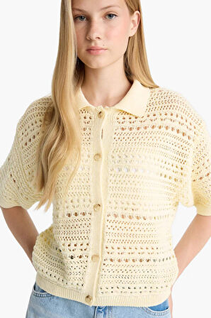 Slim Fit Dar Kesim Polo Yaka Hırka