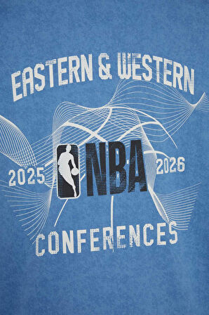 DeFactoFit NBA Wordmark Oversize Geniş Kalıp Bisiklet Yaka Kısa Kollu Tişört