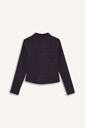 Coool Fitted Dokulu Uzun Kollu Kareli Gömlek 