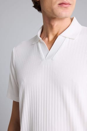 DeFacto Regular Fit Krinkıl Dikey Dokulu Hafif Kumaş Polo Yaka Kısa Kollu Tişört E1207AX26SMER85