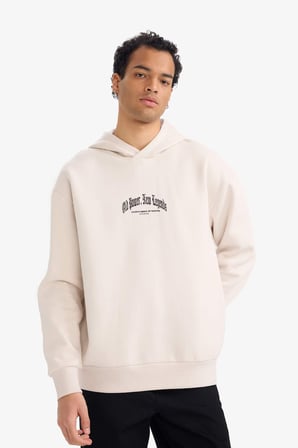 DeFacto Pamuklu Boxy Fıt Kapüşonlu Baskılı Sweatshirt F8189AX26SPER22