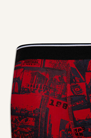 Regular Fit Retro Desenli 3'lü Boxer