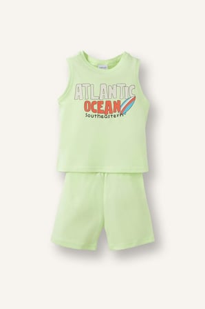 DeFacto Desenli 2'li Açık Yeşil Takım Erkek Bebek G8330A526HSGN404