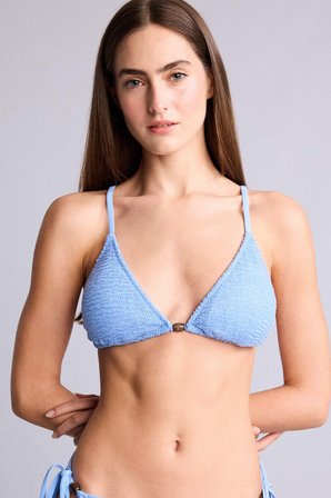 DeFacto Regular Fıt Kırışık Dokulu Mavi Bikini Üstü E0205AX26SMBE552