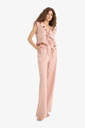 Wide Leg Çift Cepli Normal Bel Standart Boy Pantolon