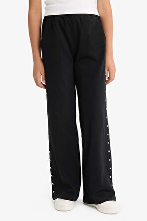 Kız Çocuk Beli Lastikli Wide Leg Geniş Bol Paça Eşofman Altı