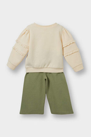 Kız Bebek 2'li Takım Sweatshirt Eşofman Altı