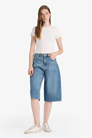 Fitted Bisiklet Yaka Ribana Kısa Kollu Tişört