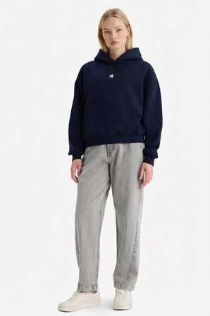 DeFacto Oversıze Kapüşonlu Kalın Kumaş Sweatshirt G7628AX25CWNV1