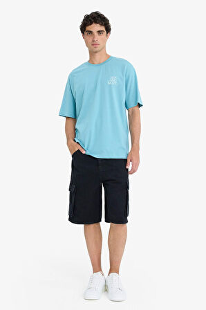 DeFacto %100 Pamuk Rick and Morty Boxy Fit Bisiklet Yaka Sırt Baskılı Kısa Kollu Tişört E9290AX25AUGN203