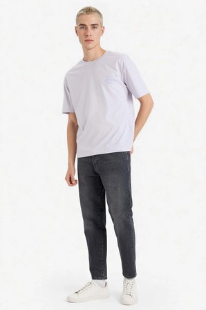 Defacto G0513Axpr307 Mor  Pamuk Boxy Fit Baskılı Tişört