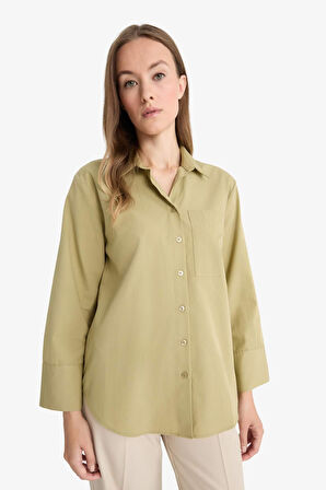 Regular Fit Gömlek Yaka Poplin Uzun Kollu Tunik