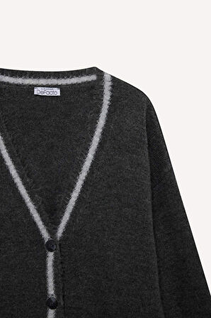 Okula Dönüş Coool Oversize Geniş Kalıp V Yaka Hırka