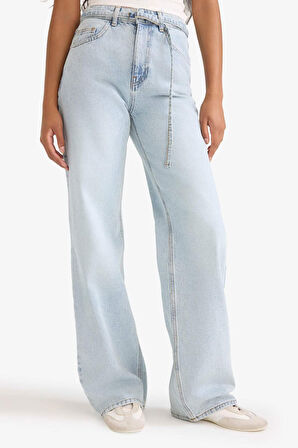 Straight Wide Yüksek Bel Düz Paça Uzun Jean Pantolon