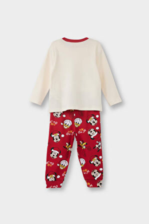 Kız Bebek Disney Mickey & Minnie Yılbaşı Temalı Pijama Takımı Uzun Kollu Üst Uzun Alt