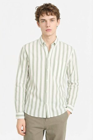DeFacto REGULAR FIT %100 Pamuk Çizgili Gömlek D6114AX26SPGN460