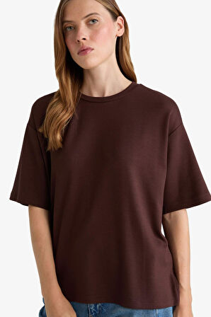 Relax Fit Bisiklet Yaka Basic Düz Kısa Kollu Tişört