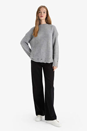 Overshirt Fit Bisiklet Yaka Kazak