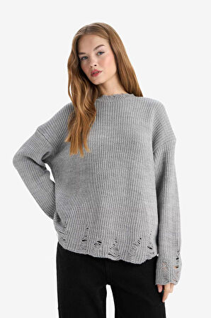 Overshirt Fit Bisiklet Yaka Kazak